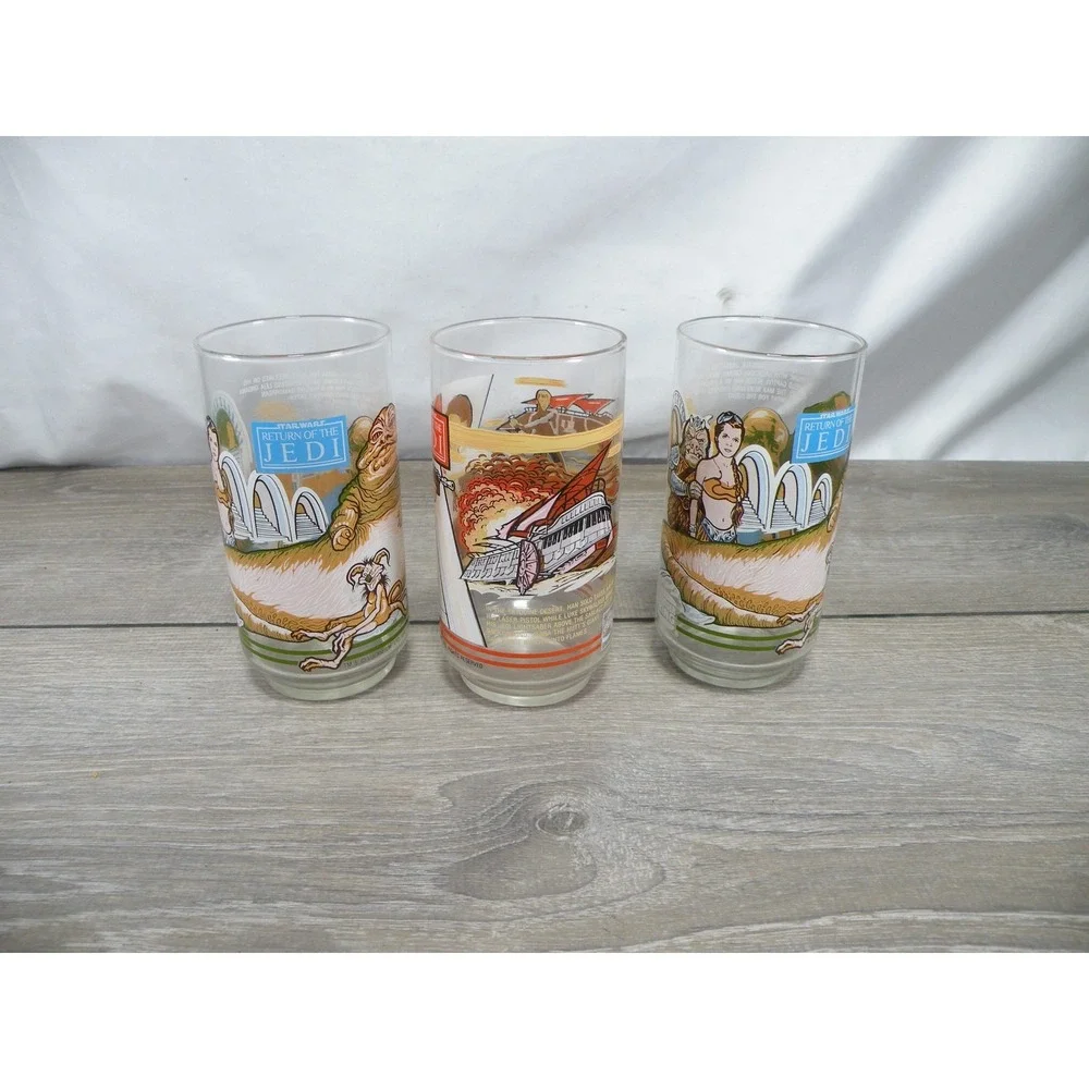 Vintage 1983 Coca-Cola Burger King Star Wars Return of the Jedi Glasses Set of 3
